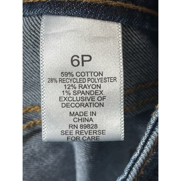 LOGO Lori Goldstein Jeans Shadow Patchwork Boyfriend 6P Petite Dark Wash - Picture 5 of 6